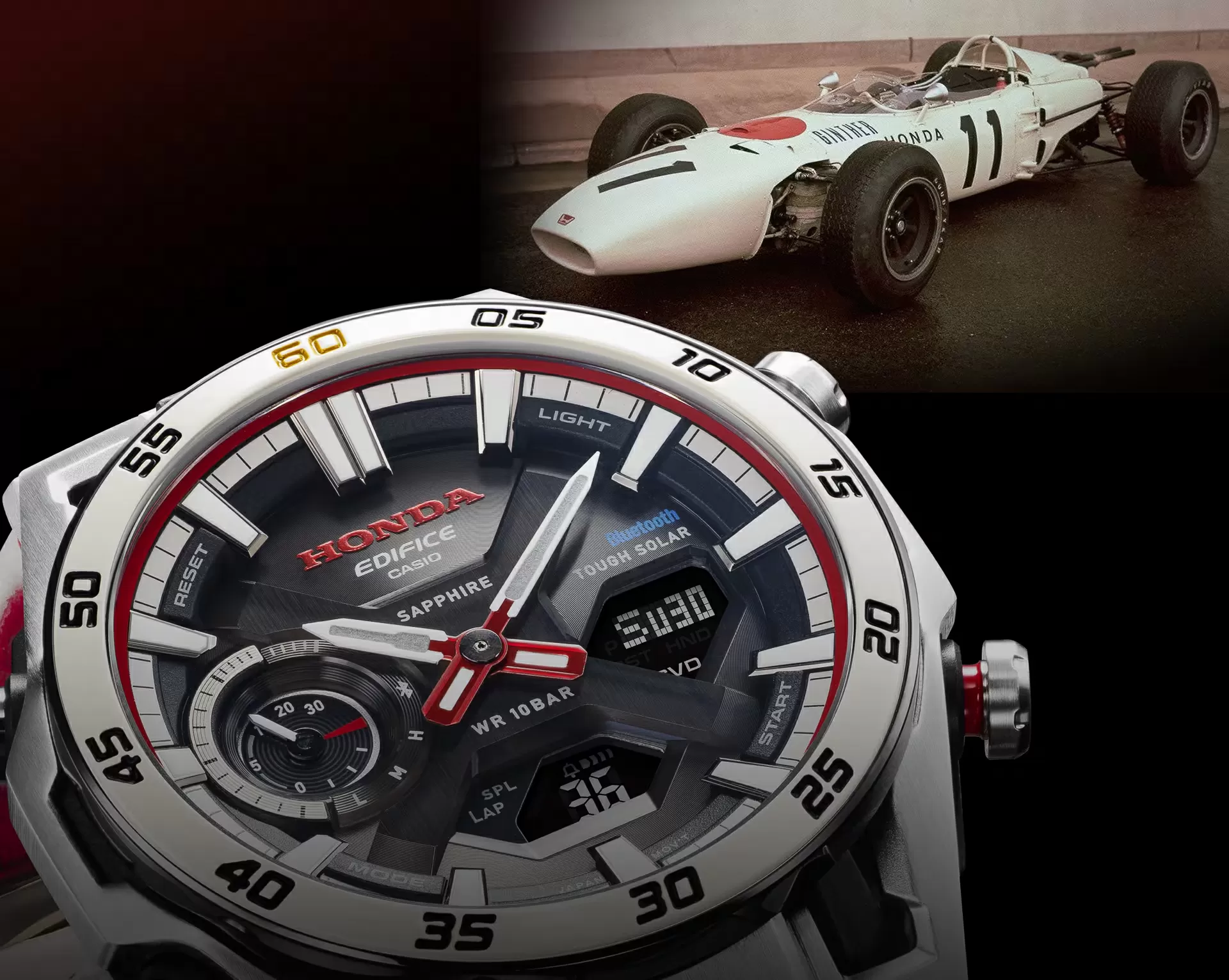 Casio lança relógio que celebra 60 anos da primeira vitória da Honda na F1