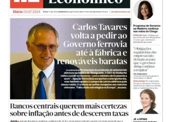 A primeira página do Jornal Económico de 3 de julho