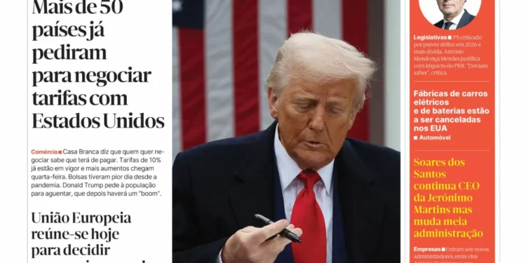 A primeira página do Jornal Económico de 7 de abril