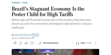 “Garoto-propaganda”: WSJ cita Brasil como exemplo negativo de protecionismo