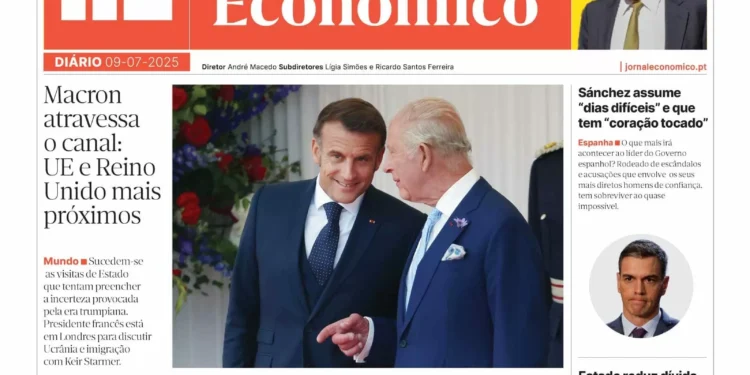 A primeira página do Jornal Económico de 9 de julho