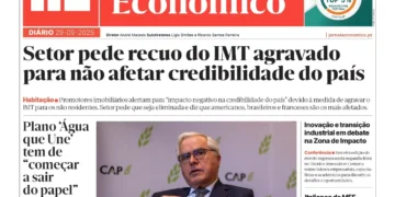 A primeira página do Jornal Económico de 29 de setembro