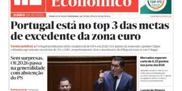 A primeira página do Jornal Económico de 29 de outubro
