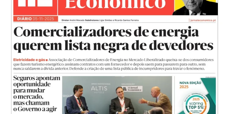A primeira página do Jornal Económico de 5 de novembro