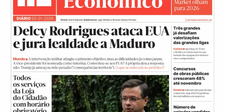 A primeira página do Jornal Económico de 5 de janeiro