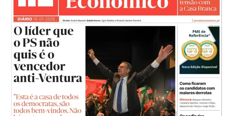 A primeira página do Jornal Económico de 19 de janeiro
