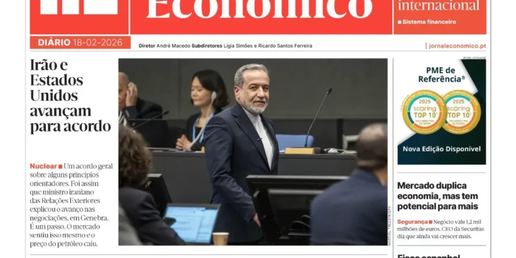 A primeira página do Jornal Económico de 18 de fevereiro